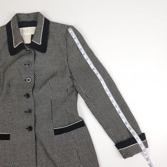 Vintage Escada black and white plaid wool silk patterned blazer - Picture 10 of 13